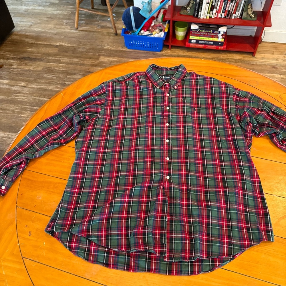 Ralph Lauren Men's Plaid Shirt in Red and Green